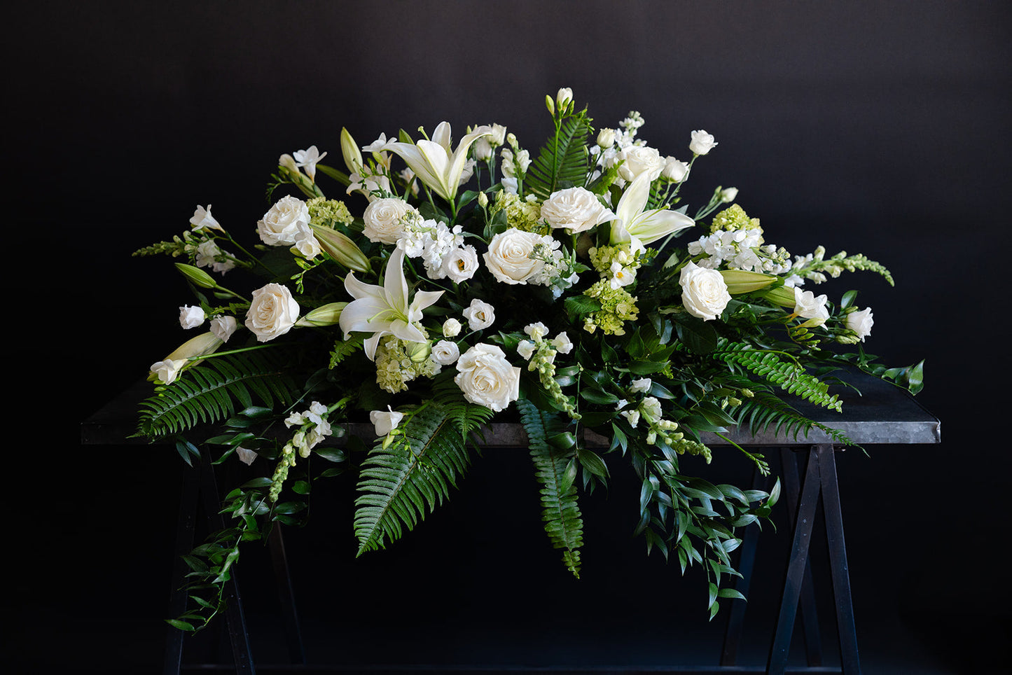 White flower casket spray