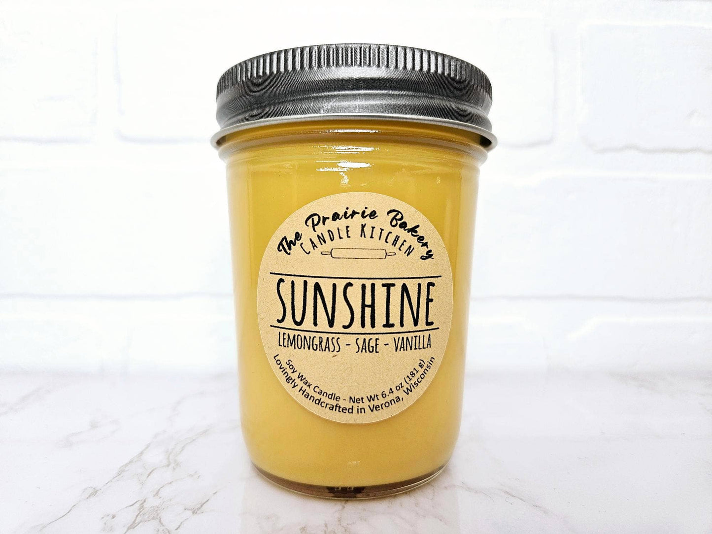 Sunshine | Lemongrass Sage Vanilla Scented Soy Wax Candle