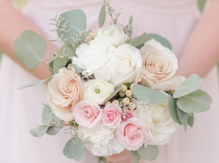 Blush and white bridesmaids bouquet