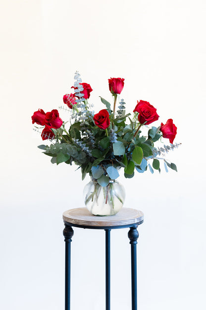 Dozen Red Roses Vased Red