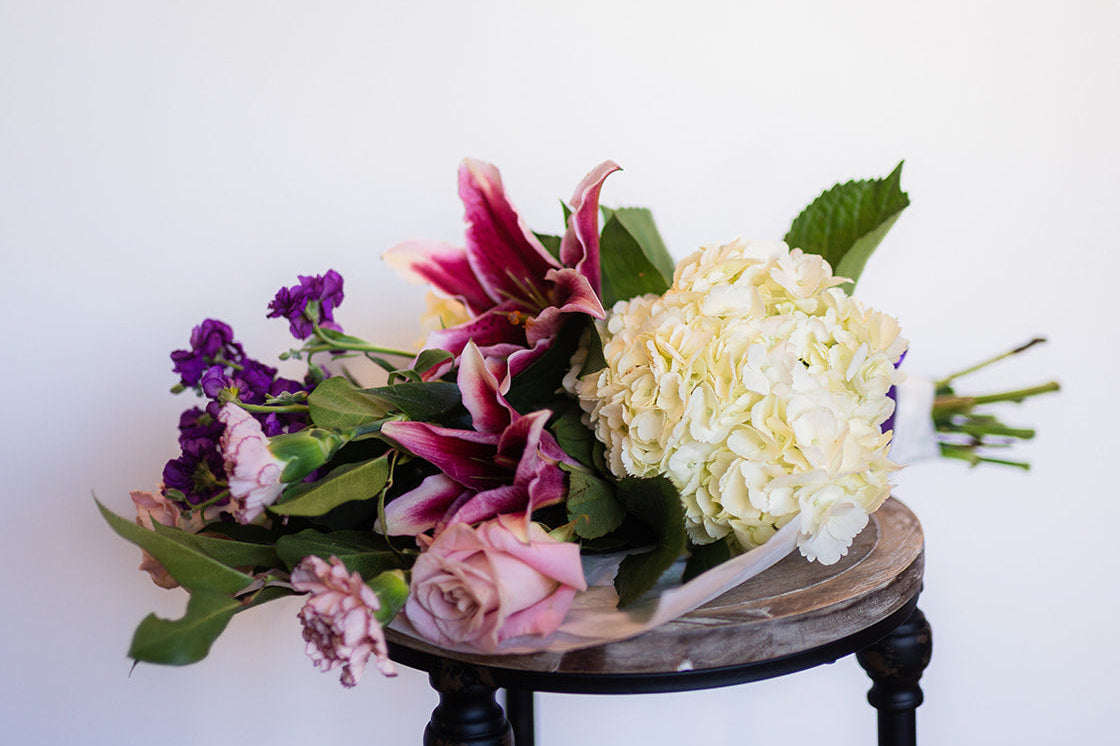Fuchisa Muse Wrapped Bouquet
