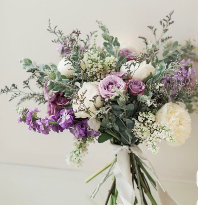 Lavender and white bridesmaids bouquet